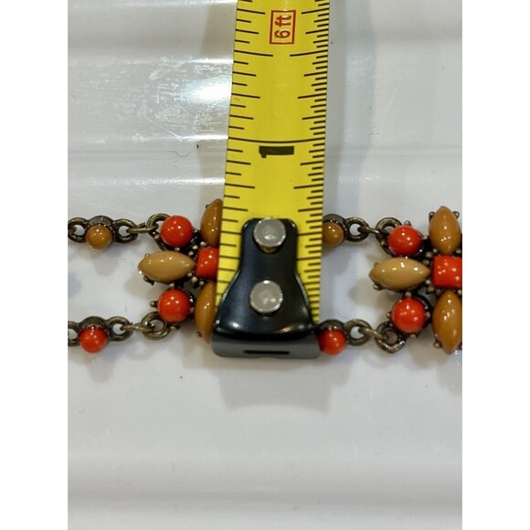 Y2K Desdstock 11 ~ 15in Choker Necklace Floral Flowers Brown Fairy Grunge - Picture 6 of 6